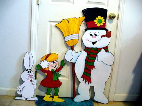 3-PIECE SET. FROSTY THE SNOWMAN , GIRL, RABBIT,CHRISTMAS YARD ART  | Collectibles, Holiday & Seasonal, Christmas: Current (1991-Now) | eBay! Yard Art Ideas, Christmas Yard Decor, Inflatable Christmas Decorations, Rabbit Christmas, Wood Yard Art, Christmas Light Installation, Christmas Cutouts, Christmas Yard Art, Lawn Art