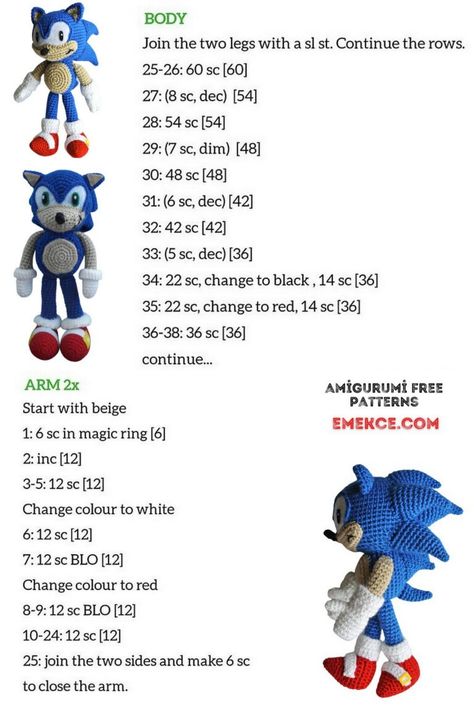 - Süper Sonic Amigurumi Free Crochet Pattern Emekce.com Sonic Crochet Pattern, Sonic Crochet, Pattern Free Sewing, Pikachu Crochet, Superhero Dolls, Crochet Dragon Pattern, Crochet Toys Free Patterns, Crochet Doll Tutorial, Crochet Toys Free