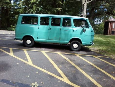 Chevy Vans, Blue Bench, Chevy Van, Van For Sale, Vintage Vans, Side Door, Manual Transmission, Seat Belt, Colorful Interiors