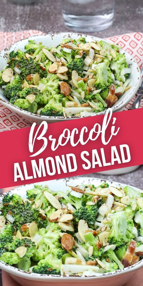 Broccoli Salad With Almonds, Broccoli Almond Salad, Almond Salad, Broccoli Salad Bacon, Delicious Slow Cooker Recipes, Broccoli Salad, Fun Easy Recipes, Food Group, Summer Ideas