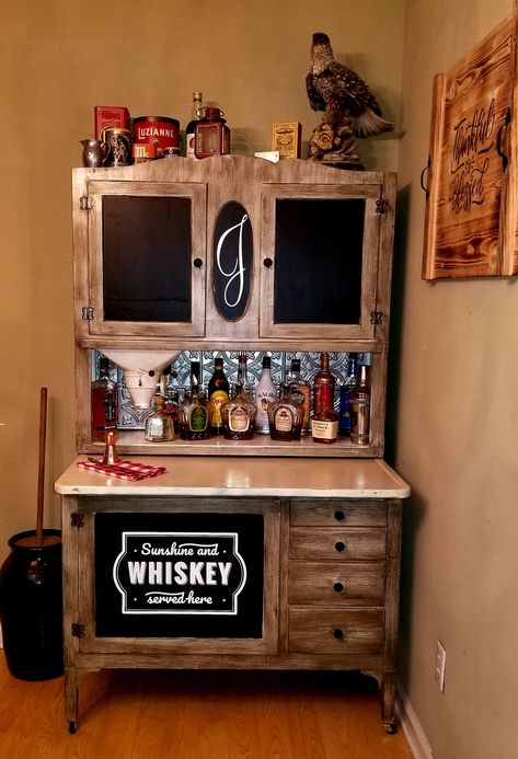 Porch Bar, Hoosier Cabinet, Cabinet Bar, Bunk House, Cabinet Decor, Repurpose, Vintage Furniture, Liquor Cabinet, Liquor