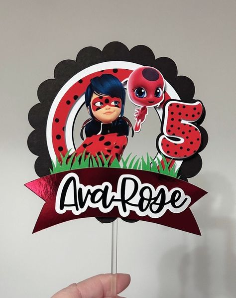 Miraculous Ladybug Cake Topper, Miraculous Ladybug Cake, Ladybug Cake Topper, Miraculous Ladybug Party, Birthday Details, Ladybug Cake, 8 Cake, Ladybug Party, Scrap Wood