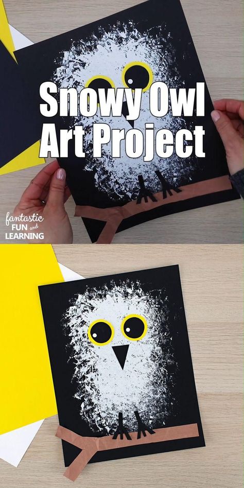 Owl Art Project, Snowy Owl Art, Dekorasi Halloween, Kindergarten Art Projects, Fall Arts And Crafts, Winter Art Projects, Toddler Arts And Crafts, Owl Crafts, Winter Crafts For Kids