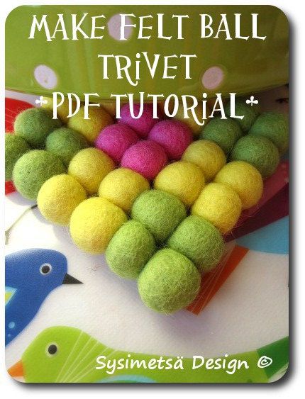 How to make felt ball trivet- PDF TUTORIAL- Felt ball pot holder DIY (3.00 EUR) by TaikaLand Trivets Diy, Felt Toys Patterns, Felt Coasters, Plushie Patterns, Felt Pattern, Diy Holder, Wool Balls, Felt Ball, Diy Pattern