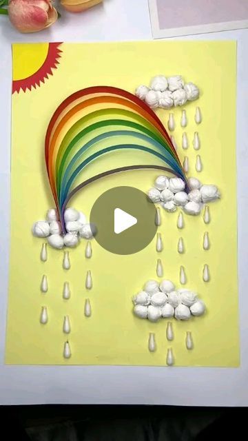 Gifts Dash on Instagram: "Brighten up your day with our adorable papercraft rainbow with sky – a delightful DIY project that's sure to bring a smile to your face! Using vibrant colored paper and basic crafting supplies, you can create your own charming rainbow suspended in a beautiful sky backdrop. Follow our step-by-step instructions to cut out the rainbow shapes and assemble them against a blue paper sky, adding fluffy white clouds for an extra touch of whimsy. Whether you're crafting with kids or enjoying some creative me-time, this papercraft rainbow is a fun and cheerful project for all ages. Hang it on your wall, use it as a party decoration, or simply display it on your desk to brighten up any space. Let your imagination soar and create your own slice of rainbow-filled happiness tod Rainbow Projects For Preschool, Rainbow Day At School, Cloud Hanging Decor, Diy Rainbow Wall, Sky Backdrop, Rainbow And Clouds, Rainbow Project, Diy Rainbow, Rainbow Crafts