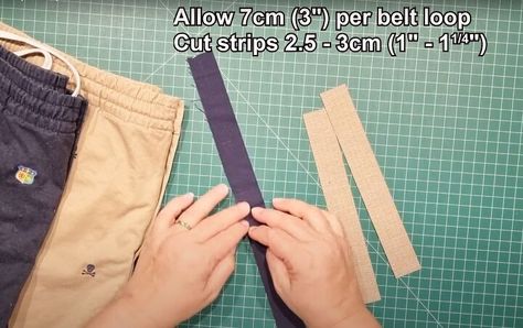 If you need to add a belt to your shorts or pants to stop them falling down, it’s useful to know how to add belt loops for trousers. In this tutorial, I'll show you how to add belt loops to pants. Sewing Machine Needle, Fabric Markers, Shirt Dress Casual, Fabric Strips, Tee Outfit, Clothing Hacks, Sewing For Beginners, Blouse Outfit, Clothing Care