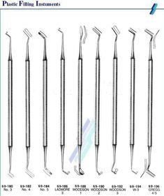 Plastic instruments, condenser or pluggers Dental Tools Names, Dental Assistant Study Guide, Botched Plastic Surgery, Dental Assistant Study, Dental Extraction, Surgery Instruments, Tooth Chart, Dental Anatomy, Dental Fillings