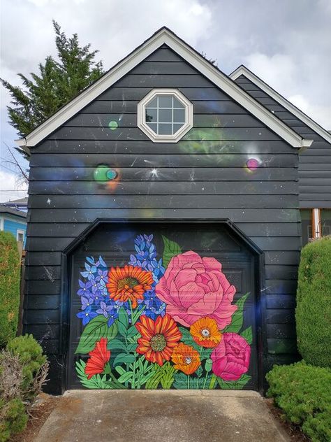 Kindergarten Yard, Garage Door Art, Shed Painting, Shed Mural, Murals Outdoor, Backyard Mural, Garden Murals, Building Mural, Fence Murals