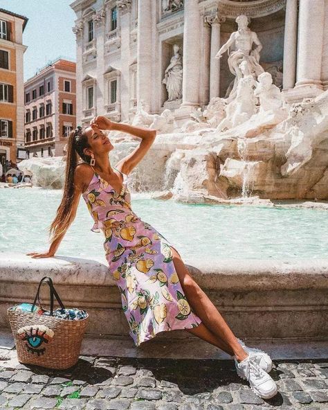 Insta Vs Reality, Marta Sierra, Vacay Pics, Rome Outfits, Rome Photo, Travel Pose, White Sundress, Italy Outfits, Italy Photo