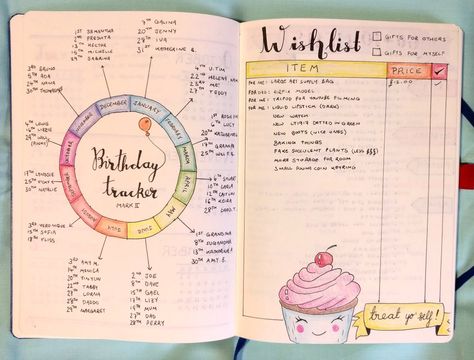 Birthday tracker in my bullet journal Bulett Journal Birthday Ideas, Wishlist Bullet Journal, Bullet Journal Wish List, Birthday Month Bullet Journal, Birthday Bullet Journal, Bullet Journal Birthday Tracker, New Bullet Journal, Bullet Journal Titles, Bullet Journal Minimalist