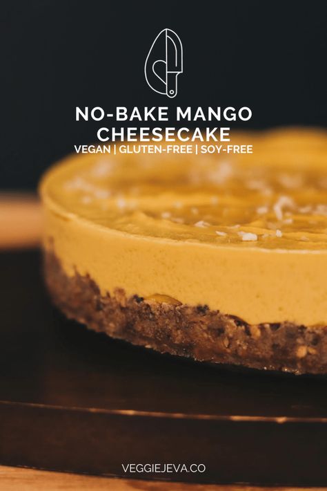 Vegan Mango Recipes, Vegan Mango Dessert, Vegan Dairy Free Recipes, Vegan Mango Cheesecake, Mango Coconut Cake, Caribbean Vegan, Cheesecake Deserts, Cheesecake Delight, Raw Sweets