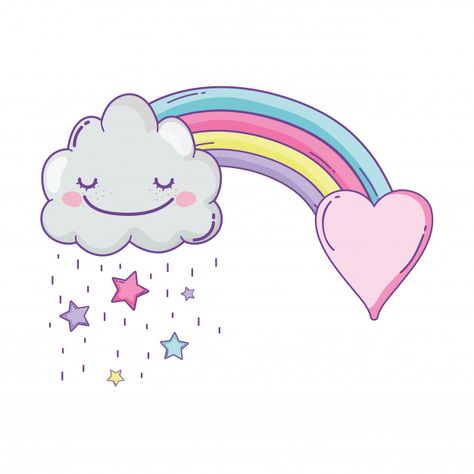 Cloud and rainbow cute cartoon Premium V... | Free Vector #Freepik #freevector #freeabstract #freeheart #freelove #freeicon Wallpaper Unicorn, Cloud And Rainbow, Rainbow Drawing, Rainbow Cartoon, Belly Painting, Unicorn Wallpaper, Valentines Day Greetings, Cute Cartoon Drawings, Paper Crafts Diy Tutorials