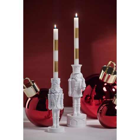 Nutcracker 10" Resin Taper Candle Holder - Bed Bath & Beyond - 38434118 White Nutcracker, Holiday Stem, Aesthetic Elements, Holiday Bar, Taper Holders, Taper Candle Holder, Holiday Candles, The Nutcracker, Holiday Stockings