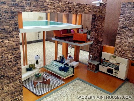 Lundby Dollhouse, Modern Miniatures, Bedroom Cartoon, Urban House, Modern Dolls House, Barbie Room, Mini Houses, Mini Moderns, Model House