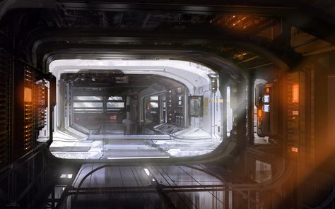 ArtStation - Halo 4 - space station interior. , sparth . Space Station Interior, Scifi Environment, Scifi Interior, Interior Concept Art, Spaceship Interior, Halo 4, Sci Fi Environment, Futuristic Interior, Concept Ships