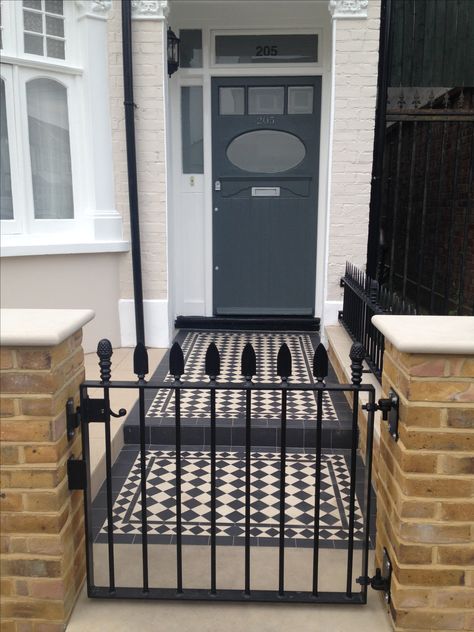 Victorian Path, Front Garden Path, Balham London, Victorian Mosaic Tile, Victorian Front Garden, Terrace House Exterior, Front Path, Victorian Front Doors, Victorian Homes Exterior