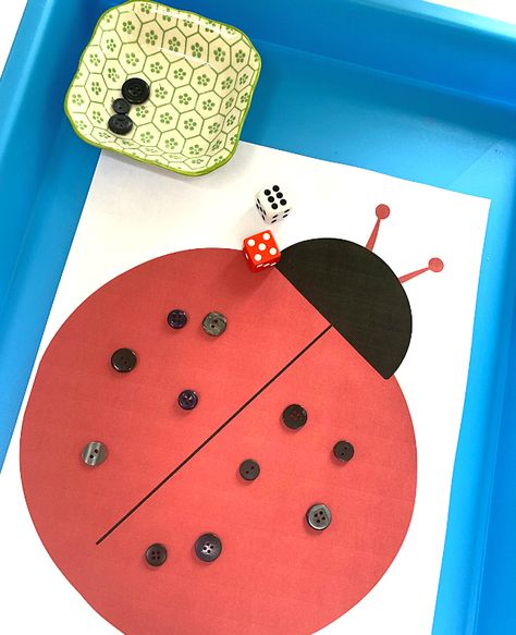 Ladybug Roll & Dot - Preschool Math Activity - No Time For Flash Cards Ten Black Dots, Bug Activities, Bugs Preschool, Teacher Board, Addition Games, The Ladybug, Prek Math, Teacher Boards, Preschool Class