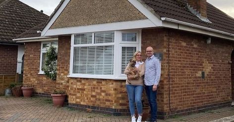 Ginny Simpson stumbled across a listing for a 1950s bungalow at work and sent it to her husband as a "joke" - but not long after they sold their home and began the transformation job Bungalow To 2 Storey Before And After, Semi Detached Bungalow Renovation, Uk Bungalow Renovation, Small Bungalow Renovation, 1950s Bungalow Renovation, Brick Bungalow Exterior Makeover, Small Bungalow Interior Ideas, Chalet Bungalow Renovation, Bungalow Renovation Before And After Uk