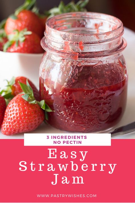 Strawberry Jam Recipe Without Pectin, Strawberry Jam Without Pectin, Jam Without Pectin, Easy Strawberry Jam, Make Jam, Easy Jam, Kid Foods, Produce Stand, Strawberry Jam Recipe