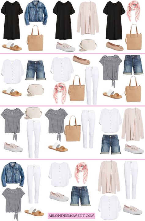 Blonde Moments, Mode Tips, Travel Capsule, Travel Capsule Wardrobe, Clothes And Shoes, Cruise Outfits, Summer Capsule Wardrobe, Travel Outfits, Capsule Outfits