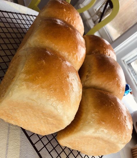 Cooling from the oven Who doesn’t appreciate soft delicious home made bread. For me, there is nothing more comforting than the scent of bread right out of the oven ; permeating the entire hou… No Knead Bread Recipe, Bosch Mixer, Home Made Bread, Newfoundland Recipes, Cinnamon Roll Bread, Bread Tin, Knead Bread Recipe, Bread Makers, Knead Bread