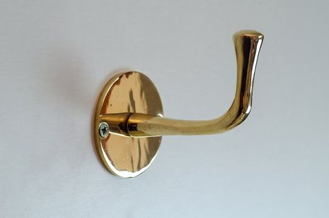 3X Single Hook Solid Unlacquered Brass Handmade Brass Hook - Etsy Canada Brass Towel Hooks, Bath Towel Holder, Brass Coat Hooks, Brass Wall Hook, Door Entry, Brass Bathroom, Clothes Hooks, Brass Faucet, Brass Hook