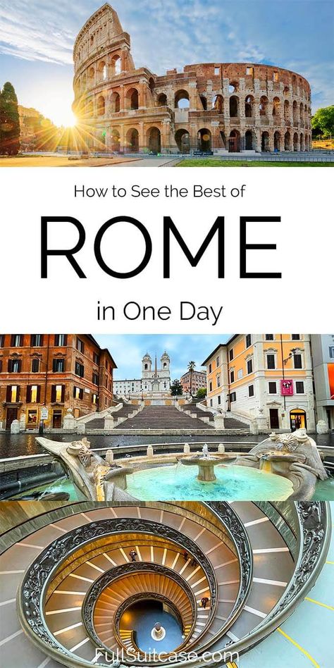 How to see the best of Rome in one day. 1-day itinerary for Rome, Italy. 1 Day In Rome Italy, Rome 1 Day Itinerary, 4 Days In Italy, 1 Week In Italy, 1 Day In Rome, Italy Interrail, One Day In Rome, Greek Cruise, Map Of Rome