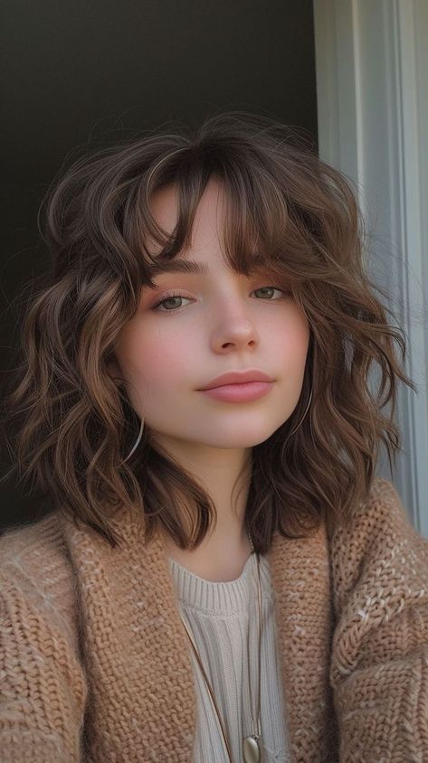 Thick Wavy Haircuts, Bangs Wavy Hair, Rambut Brunette, Bob Haircut Curly, Hair 2024, Short Hair Trends, Stylish Haircuts, Haircuts For Wavy Hair, Round Face Haircuts