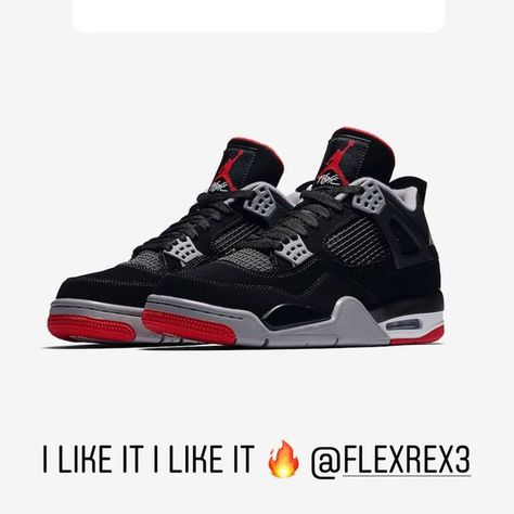 I LIKE IT I LIKE IT 🔥 Sepatu Air Jordan, Black Cat 4s, Jordan 4 Retro Bred, Jordan 4 Bred, Red Thunder, Blue Thunder, Boty Nike, Basketball Shoes For Men, Retro Basketball Shoes