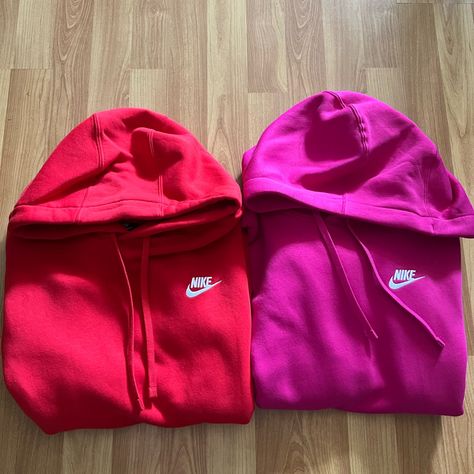 Nwot Nike Sportswear Club Fleece Hoodie Size: Xs And Unisex (Fits Men And Women) Quantity: I Am Selling Both As One Unit Colors: University Red And Fireberry Product Info: Club Fleece Sweatshirts, Universally Loved For Their Coziness And Consistency, Are For Everyone. A Cold-Weather Essential, This Easy-To-Layer Hoodie Is A Go-To Whether You're Pairing It With Your Favorite Jacket Or Wearing It Around The House. * Shown: University Red/White * Style: Dq5793-657 Benefits * Our Best-Selling Fleece Bright Nike Hoodies, Hot Pink Nike Hoodie, Nike Women Clothes, Nike Hoodie Aesthetic, Red Nike Sweatshirt, Pink Nike Sweatshirt, Pink Nike Hoodie, Red Nike Hoodie, Nike Zip Hoodie