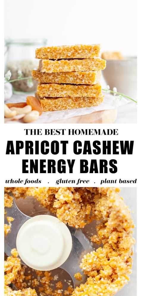 One of the best easy apricot recipes, these homemade healthy energy bars are packed with apricots, cashews, hemp seeds, and coconut. They are vegan, no bake, and gluten free and make a great healthy diy snack recipe! Switch it up: Roll the batter into balls to make energy balls instead of bars! Diy Snack Recipes, Healthy Energy Bars, Dried Apricot Recipes, Heart Healthy Desserts, Vegan No Bake, Energy Bars Recipe, Diy Healthy Snacks, Gluten Free Plant Based, Apricot Recipes