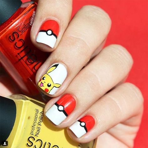 Pokemon Nail Art, Pikachu Nails, Cartoon Nail Designs, Kids Nail Designs, Purple Nail Art, Magic Nails, Modern Nails, Nails For Kids, Nail Art Wedding