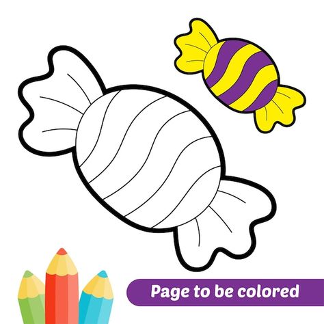 Premium Vector Art, Coloring Pages With Color Guide, Denver Colorado With Kids, Drawing Activities For Kids, Colorado With Kids, Colouring For Kids, Easy Coloring Pages For Kids, Kids Colouring Printables, Candy Vector