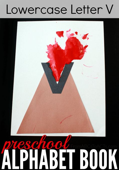 Make learning the lowercase letter V explosive with this fun volcano craft for kids! Letter V Preschool, Preschool Letter A, Cool Alphabet Letters, Preschool Alphabet Book, Letter V Crafts, Crafts For Kindergarten, Abc Crafts, Alphabet Letter Crafts, Preschool Alphabet