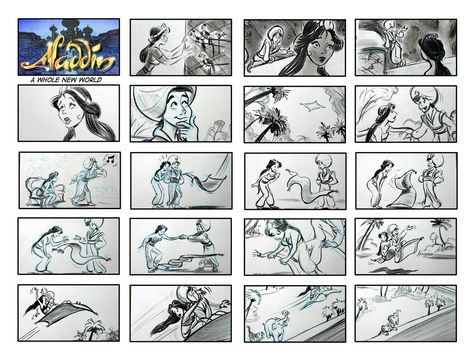 Storyboards from Aladdin by Francis Glebas Disney Storyboard, Storyboard Film, Aladdin Art, Storyboard Examples, Storyboard Template, Animation Disney, Storyboard Illustration, Animation Storyboard, Disney Concept Art