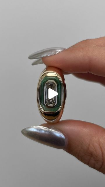 Maggi Simpkins on Instagram: "The making of a custom bubble ring with jade inlay + a super unique elongated step cut diamond center stone." Maggi Simpkins, Bubble Ring, Step Cut, Diamond Cuts, Jade, Bubbles, Ring, Stone, Instagram