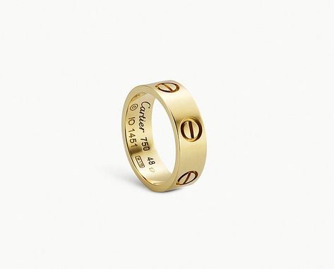 Cartier 18ct Yellow Gold Love Ring Fake Cartier Ring, Gold And Silver Stacked Rings, Rings Cartier, Classic Gold Rings, Hermes Ring, Gold Love Ring, Bracelet Cartier, Classic Jewelry Pieces, Bday Wishlist