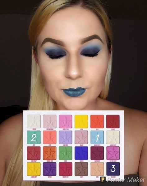 Look by number using  the Jawbreaker Palette by Jeffree Star Jawbreaker Palette Looks Step By Step, Jeffree Star Jawbreaker Palette Looks, Jeffree Star Palette Looks, Jawbreaker Palette Looks, Jeffree Star Makeup Looks, Pictorial Makeup, Makeup Azul, Jeffree Star Jawbreaker, Jeffree Star Eyeshadow