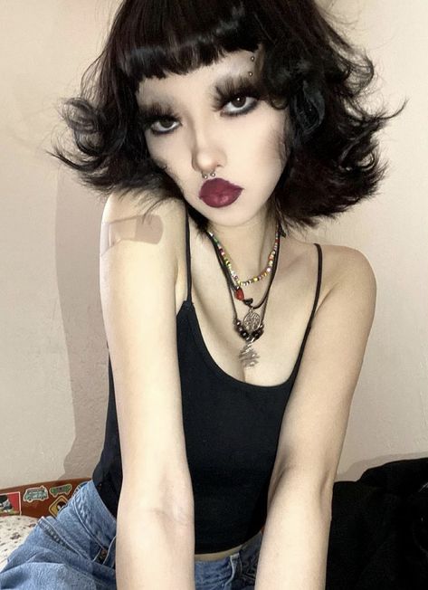 Alt Makeup, Alternative Makeup, Makijaż Smokey Eye, Edgy Makeup, Cute Makeup Looks, Goth Makeup, Hair Reference, Pretty Makeup, Cute Makeup