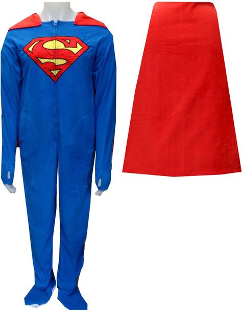 Superman onsie for grownups. Now you know what to get your husband for Christmas. Batman Onesie, Superman Supergirl, Star Wars Onesie, Adult Onesie Pajamas, Mens Onesie, Adult Pajamas, Onesie Pajamas, Footie Pajama, Batman And Superman