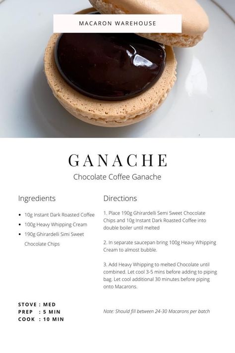 Chocolate Ganache Macaron Filling, Macaron Ganache Recipe, Coffee Ganache Filling, Macarons Filling Ideas, Coffee Macarons Recipe, Coffee Ganache Recipe, Macaron Ganache Filling, Macaroons Filling Recipe, Macaroon Filling Recipe