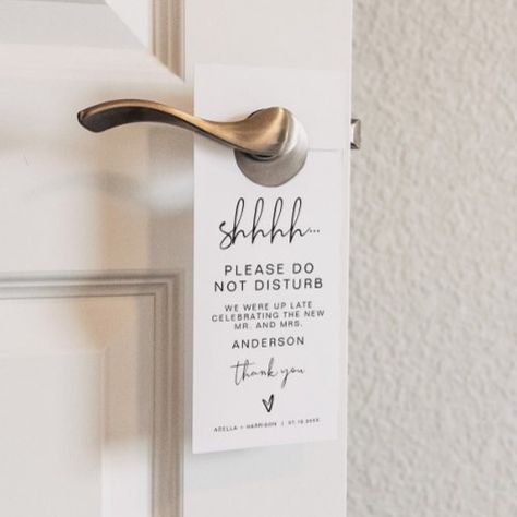 $15.05 | ADELLA Edgy Modern Minimal Wedding Party #wedding door hanger, guest door hanger, hotel door hanger, welcome bag gift, wedding favor, modern wedding, minimalist wedding, simple wedding, minimal wedding, do not disturb Hotel Door Hanger, Vintage Party Theme, Wedding Door Hangers, Wedding Minimal, Wedding Minimalist, Wedding Doors, Stylish Doors, Hotel Door, Wedding Simple