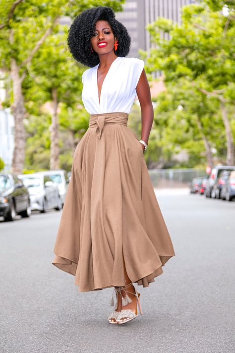 Draped Bodysuit + High Waist Belted Midi Skirt High Waisted Skirt Outfit, Midi Skirts Style, Belted Midi Skirt, Classy Skirts, Bodysuit And Skirt, Style Pantry, Long Skirt Outfits, Rock Outfit, Langer Rock