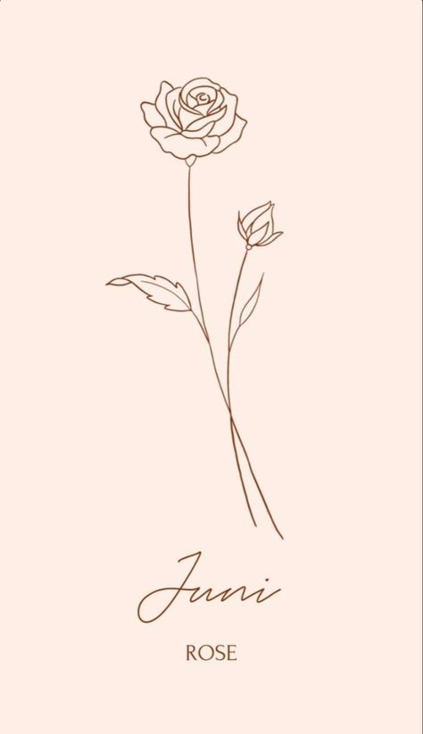 Flower Stem Name Tattoo, Rose Birth Flower Tattoo, June Rose Tattoo, Honeysuckle Tattoo Simple, Tattoo Pols, June Birth Flower Tattoo, Libra Flower, Rose Flower Tattoo, Honeysuckle Tattoo