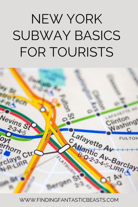 The idea of using public transportation in New York City can be a bit daunting for tourists! But with a little basic information to get you started, you can confidently use the subway during your visit. - Finding Fantastic Beasts New York City Attractions Map, New York Public Transportation, New York Transportation, Nyc Transportation, Subway In Nyc, New York Tourist Attractions, Nyc Thanksgiving, New York Subway Map, Nyc Tips