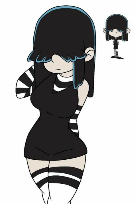 Hair Covering Eyes, Dark Girl, Hair Covering, The Loud House Fanart, Emo Girl, Female Cartoon Characters, Comic Art Girls, Cartoon Girl, Girl Hair