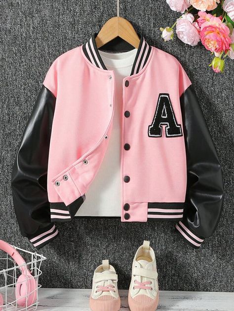 Padded Jacket Women, Baseball Jacket Women, Varsity Jacket Women, Cute Dress Outfits, Varsity Jackets, Embroidery Top, Pullover Cardigan, Long Sleeve Jacket, Tween Outfits