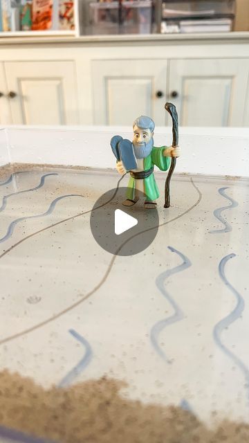 Brittany Hill • Sharing faith-based ideas for kids on Instagram: "I wanna walk like Moses Right through the waves One day I’ll see that promise land, no longer slaves Though the fear is talkin’, no it can’t take out my faith ☺️🤍🙌🏻  LOVED using this simple activity to teach about Moses parting the Red Sea! Comment LINK if you want to purchase the Moses toy!" Parting Red Sea Activity, Moses Parting The Red Sea Activities, Moses Parts The Red Sea Activity, Moses And The Red Sea Activities, Parting The Red Sea Activities, Parting Of The Red Sea Activities, Moses Bible Activities For Kids, Moses And The Red Sea Craft, Moses Activities For Kids