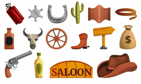 Cowboy wild west concept icons vector illustration Vector | Premium Download Cowboy Wild West, Cartoon Style, Illustration Vector, Vector Photo, Wild West, Icon Set, Cartoon Styles, Premium Vector, Graphic Resources