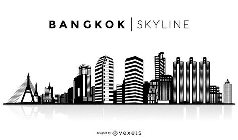 Thailand Packing, Vector Background Graphics, Bangkok City, Skyline Silhouette, Skyline Design, City Silhouette, Happy To Meet You, Logo Redesign, Stencil Projects